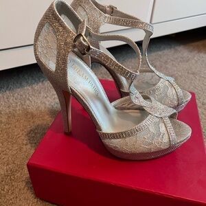 Elegant Silver Lace Stiletto Heels